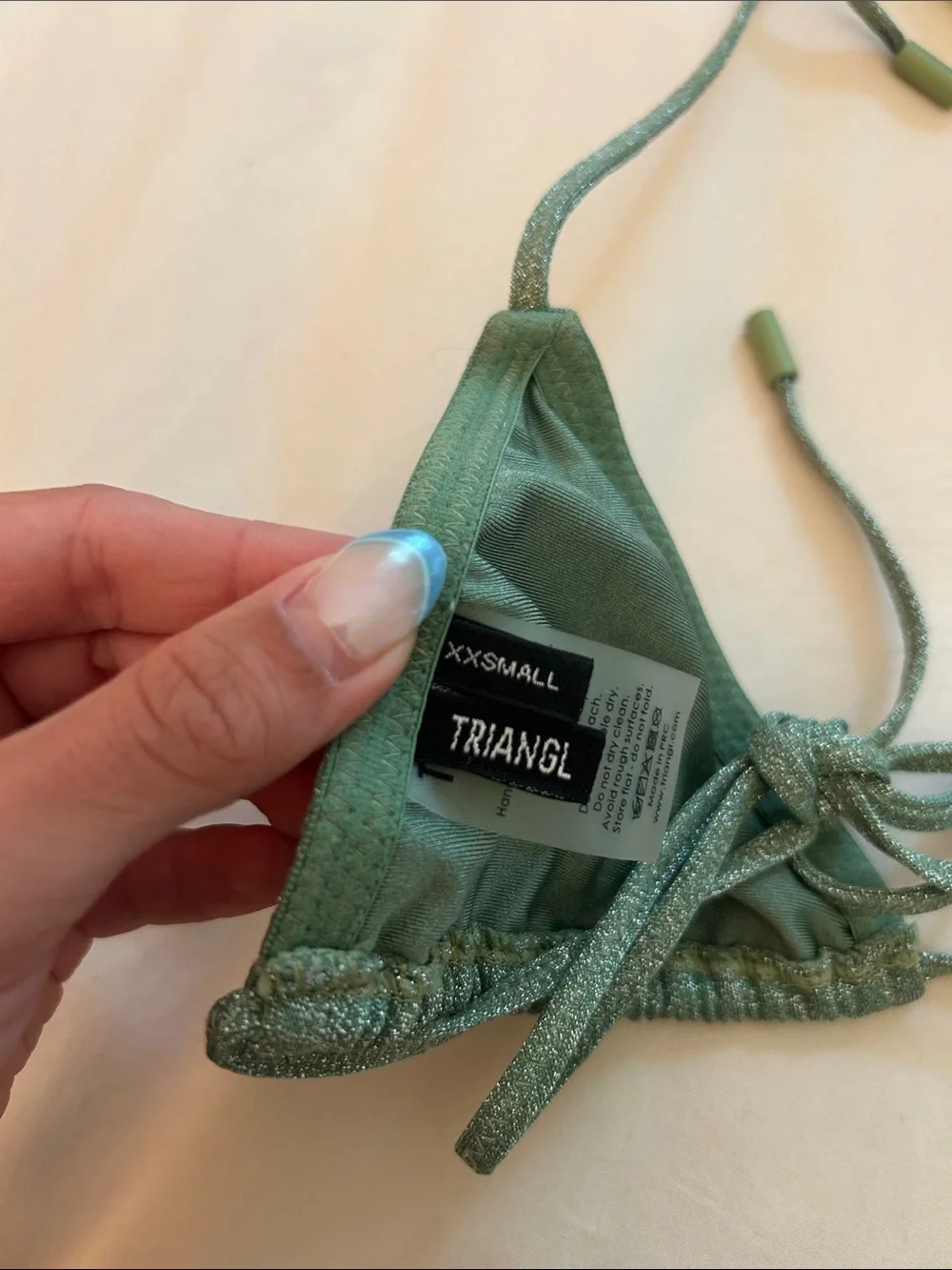 triangl swimwear Metallic Sage Triangle Bikini Top